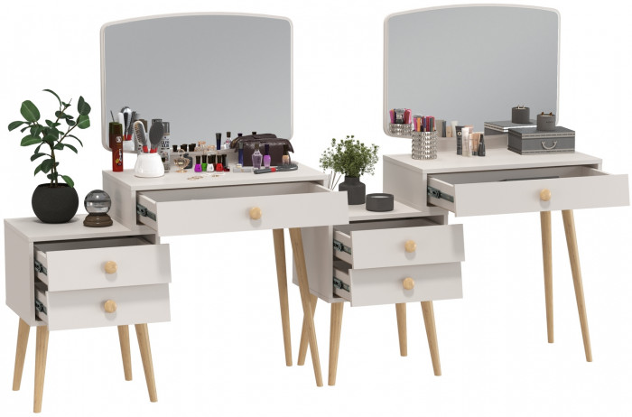 Афина Спальня Трюмо х 2, цвет кашемир серый, ШхГхВ 2х105х38,6х129 см., универсальная сборка