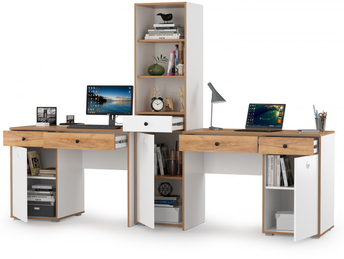 Вуди Компоновка № 10, цвет белый премиум/дуб крафт золотой, ШхГхВ 265х52,7х180,3 см., универсальная сборка