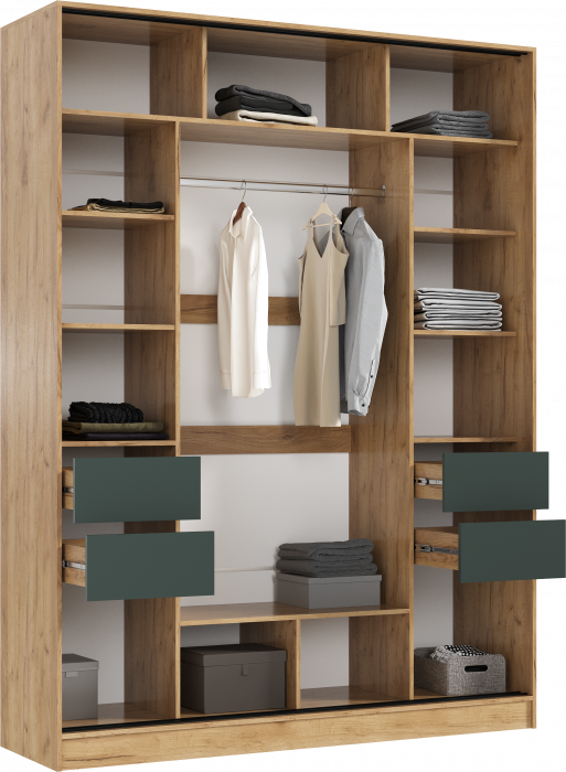 Шкаф-купе 1800 Роджина, Дуб крафт/Изумрудный