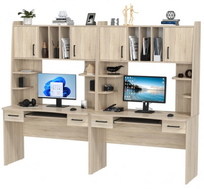 Два стола рабочих 6-0604дубсон Бета, цвет дуб сонома, ШхГхВ 240х60,5х183,5 см.