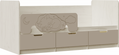 Юниор-4 Кровать 80х180 (Шарли мокко, Крафт белый)