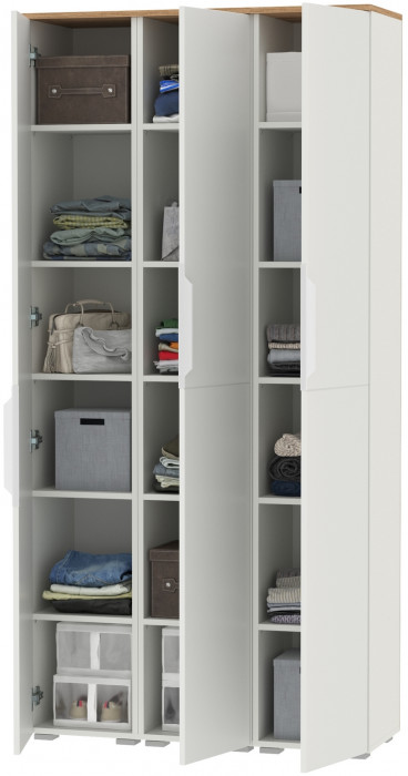 Октава 13.228 Шкаф-пенал + 13.228 Пенал + 13.228, белый шагрень/дуб крафт золотой/фасады МДФ белый шагрень