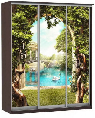 Шкаф купе Модерн 2076х450 3-х дверный 3-х секционный фотопечать №3 венге