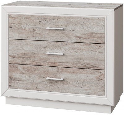 Комод с 3-мя ящиками "Эстель" - Дуб полярный/Сосна натуральная