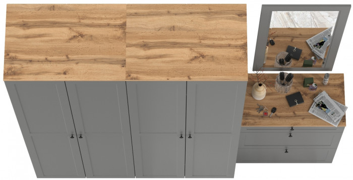 Остин Прихожая 28, серый графит/дуб крафт золотой