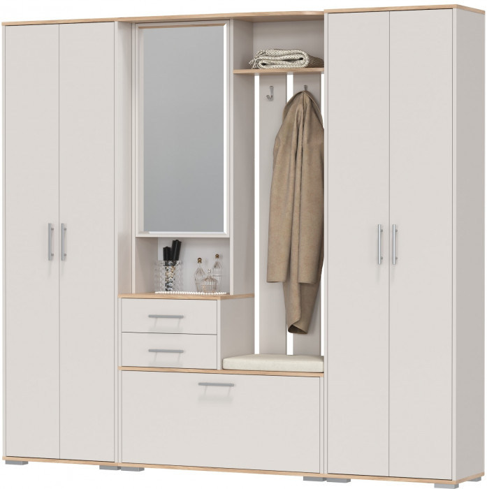 Прихожая Домино 4, дуб крафт золотой/кашемир серый