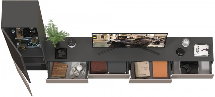 Сидней Комплектация № 129, корпус: антрацит/фасады: МДФ веллюто капучино