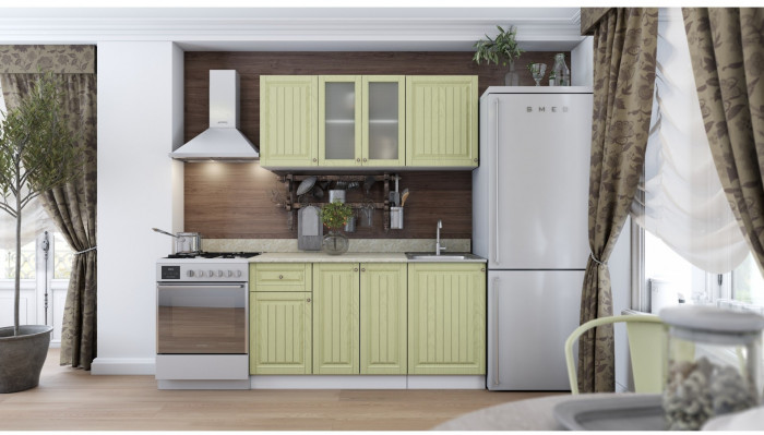 Кухня МДФ Хозяюшка 1500 (Трюфель, Белый)