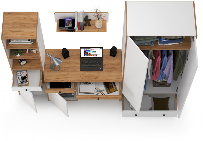 Вуди Компоновка № 22, белый премиум/дуб крафт золотой