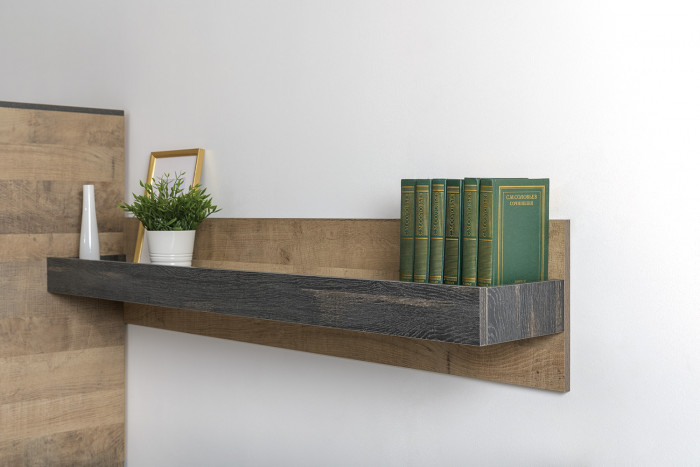 Трувор 13.70 Тумба под ТВ + 15.60 Полка, цвет дуб гранж песочный/интра, ШхГхВ 149,8х45,4х195 см., универсальная сборка