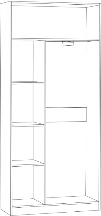 Ливерпуль Шкаф для одежды + карниз, цвет ясень ваниль/белый, ШхГхВ 100х41,4х220,3 см.(без учёта карниза), 108,2х43,5х223,5 см.(с карнизом)