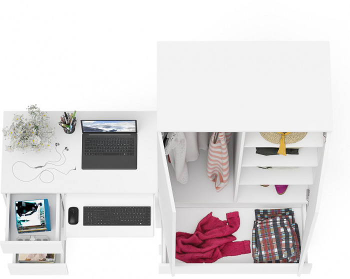 Мори компьютерный стол МС-6 левый + Шкаф МШ900.1, белый