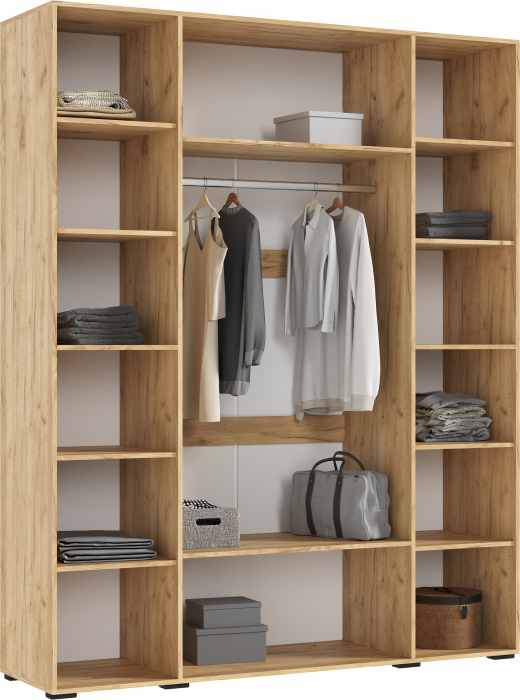 Флэш Шкаф 4-х ств. 1800 браш графит/дуб крафт