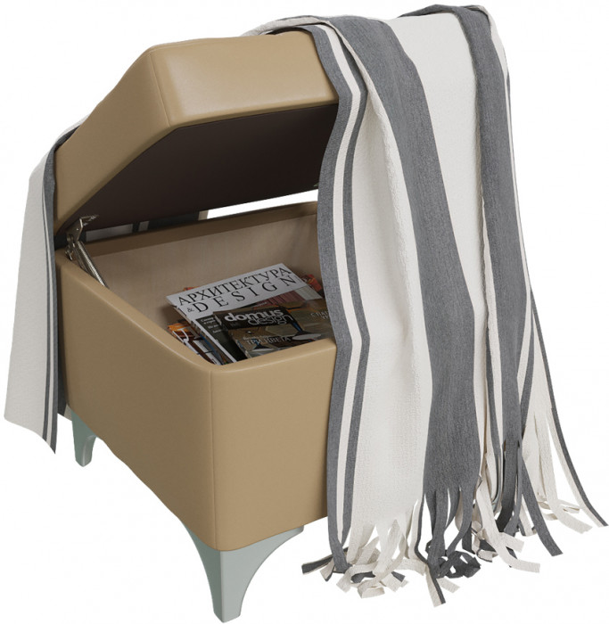 Банкетка 6-5113ксм Жозефина-2, искусственная кожа кофе с молоком (кофе с молоком NEXT), ШхГхВ 46х46х45 см., под сиденьем есть ниша