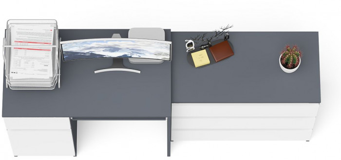 Мори Стол компьютерный МС-1 левый + Комод МК800.1, цвет графит/белый, ШхГхВ 170,4х50х76,6 см., выдвижной ящик слева, НЕ универсальная сборка