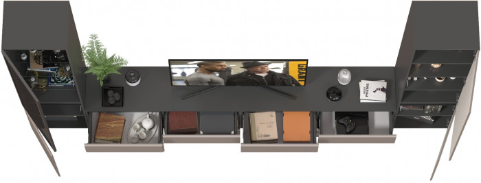 Сидней Комплектация № 131, корпус: антрацит/фасады: МДФ веллюто капучино