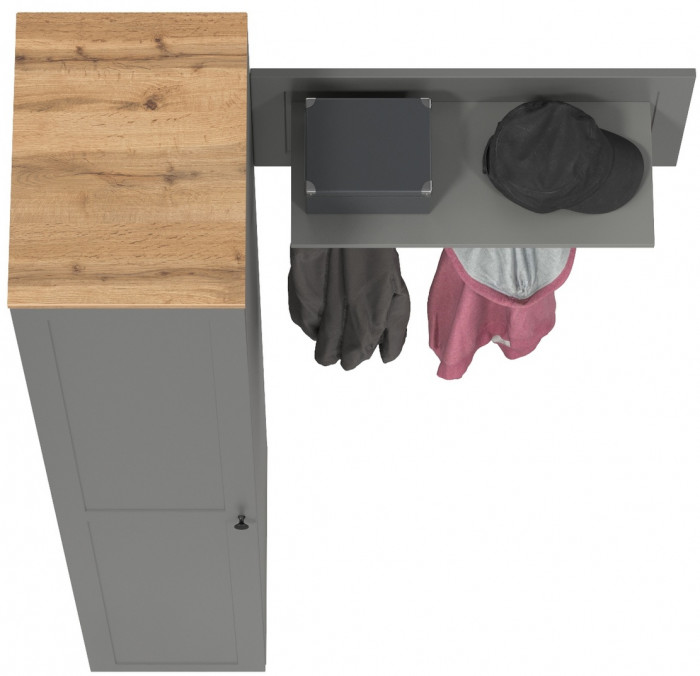 Остин Прихожая 13, цвет серый графит/дуб крафт золотой, ШхГхВ 119,7х54,3х229,6 см., универсальная сборка