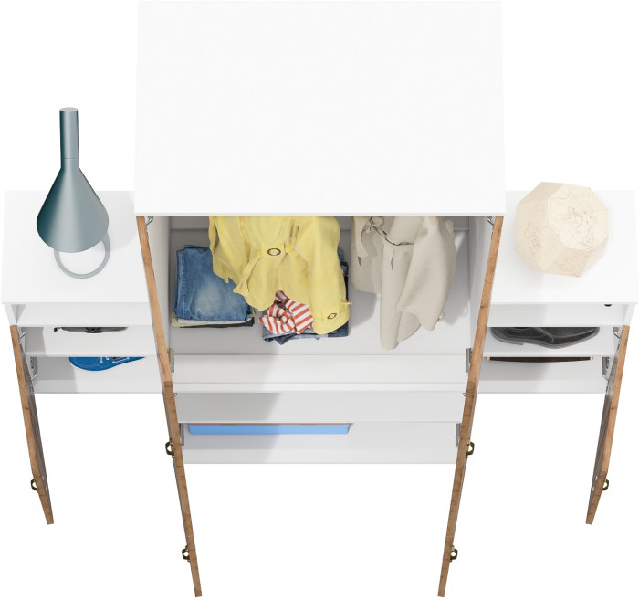 Лидер-8 Шкаф МД 19Б + Тумба МД 3.19 + Тумба МД 3.19, белый шагрень/крафт золото