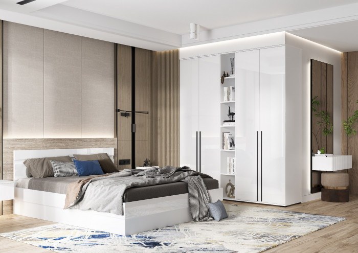 Спальня Норд + Челси, композиция 1, Белый глянец/Белый