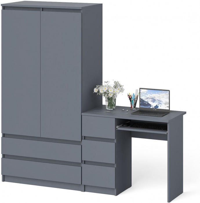 Мори компьютерный стол МС-6 левый + Шкаф МШ900.1, графит