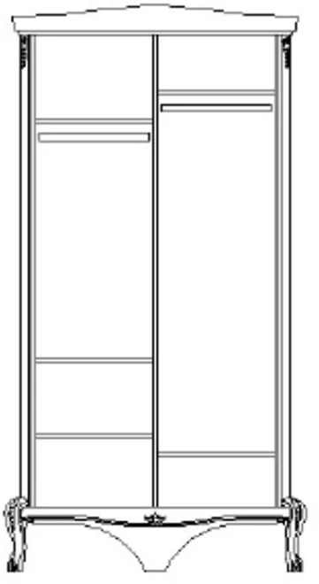 Шкаф для одежды двухдверный "Монако" с зеркалом - отделка Классик (лак)