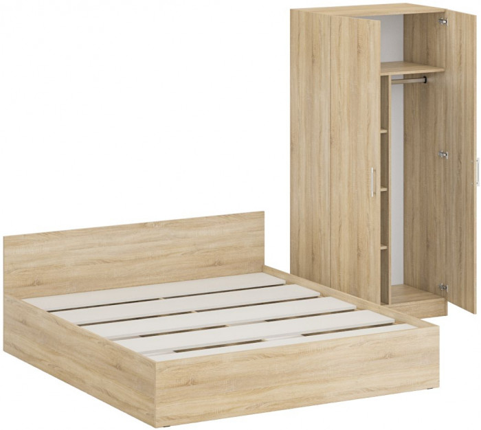 Кровать 1800 + Шкаф 2-х створчатый Стандарт, дуб сонома