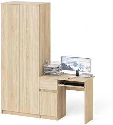Мори Стол компьютерный МС-1 левый + Шкаф МШ800.1, цвет дуб сонома, ШхГхВ 170,4х50,4х209,6 см., выдвижной ящик слева, НЕ универсальная сборка