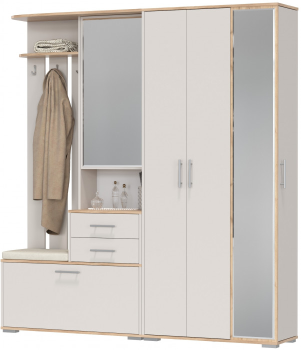 Прихожая Домино 5, дуб крафт золотой/кашемир серый