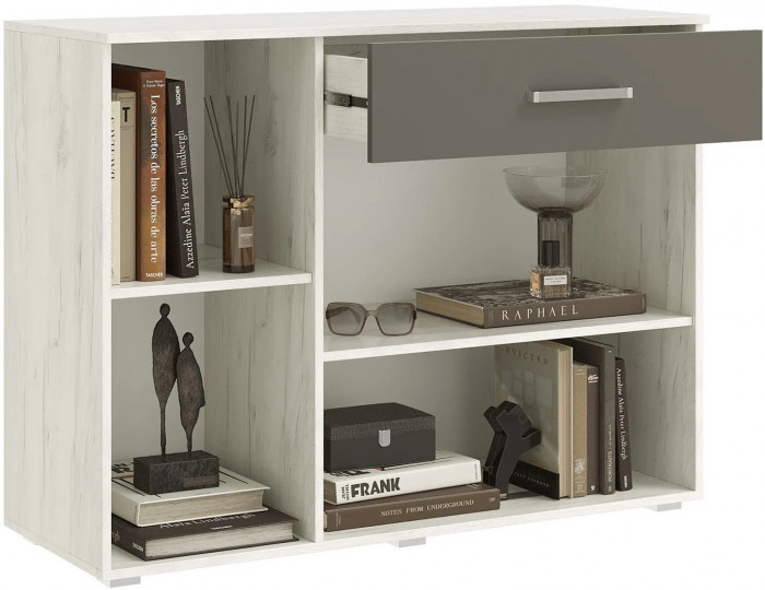 Фиеста NEW Комод 1 ящ 3 двери (1200) (Графит/Дуб Крафт Белый) (Дуб крафт белый/Графит)