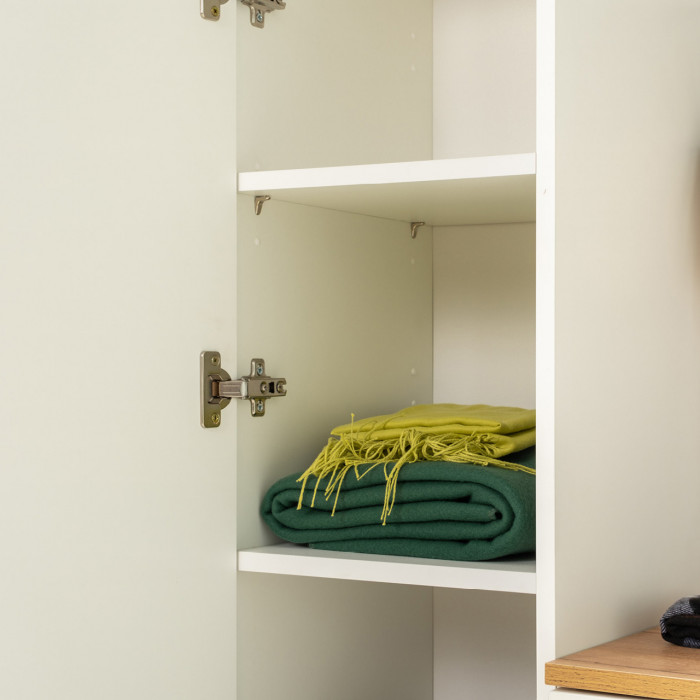 Октава Прихожая 30, белый шагрень/дуб крафт золотой/фасады МДФ белый шагрень