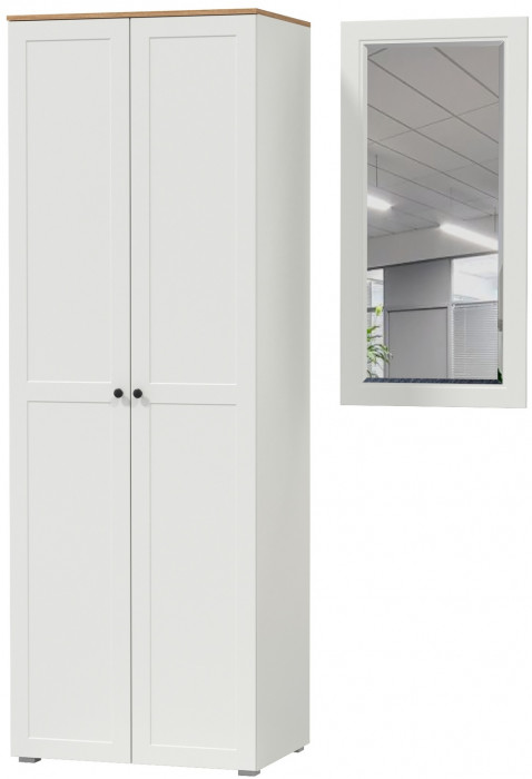 Остин Прихожая 07, цвет белый шагрень/дуб крафт золотой, ШхГхВ 139,5х54,3х229,6 см., универсальная сборка