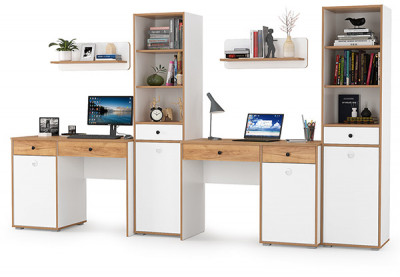 Вуди Компоновка № 15, цвет белый премиум/дуб крафт золотой, ШхГхВ 310х52,7х180,3 см., универсальная сборка