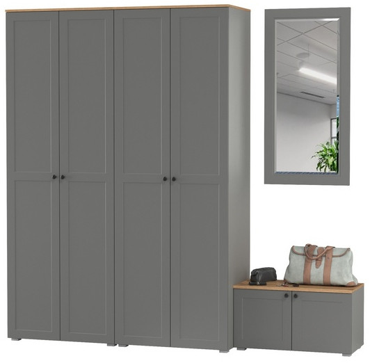 Остин Прихожая 30, серый графит/дуб крафт золотой