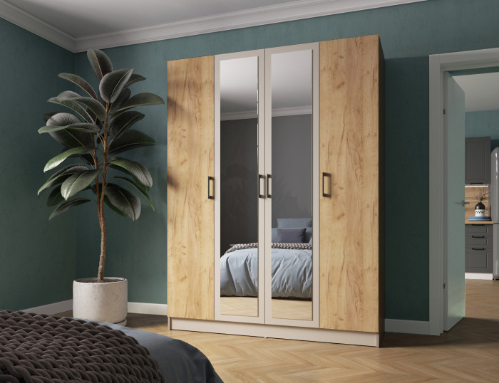 Шкаф Вегас 1600, Кашемир/Дуб крафт золотой