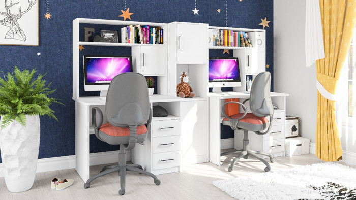 С-МД-СК9 Компоновка № 04, цвет белый шагрень, ШхГхВ 247х70х160 см., НЕ универсальная сборка