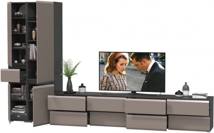 Сидней Комплектация № 134, корпус: антрацит/фасады: МДФ веллюто капучино