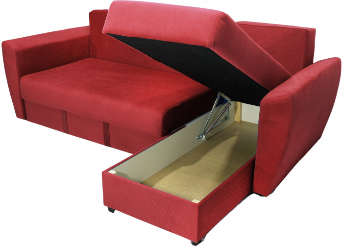 Диван-кровать угловой Амстердам Люкс, 160х200, еврокнижка, велюр, красный