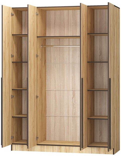 Шкаф Бастион ЛДСП 1,6 (Крафт золотой / Белый древесный)