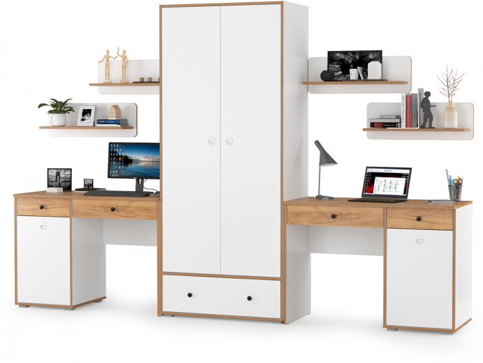 Вуди Компоновка № 27, белый премиум/дуб крафт золотой