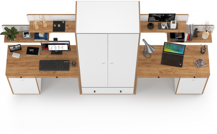 Вуди Компоновка № 27, белый премиум/дуб крафт золотой