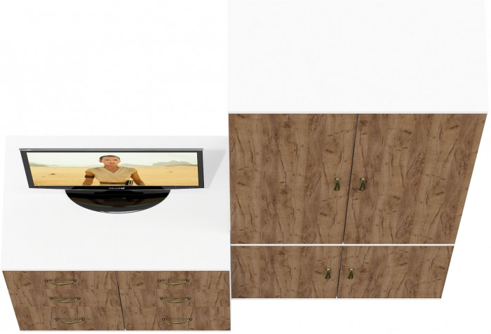 Лидер-8 Шкаф МД 20Б + Тумба МД 3.16 + Тумба МД 3.16, цвет белый шагрень/крафт золото, ШхГхВ 160х50х190 см., НЕ универсальная сборка