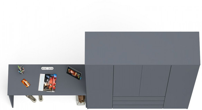 Мори Стол письменный МСП1200.1 + Шкаф МШ1600.1, цвет графит, ШхГхВ 280,8х50,4х209,6 см., универсальная сборка