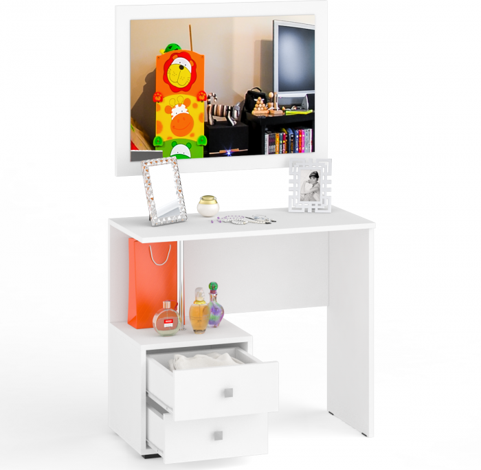 Камелия Стол косметический + Зеркало, белый