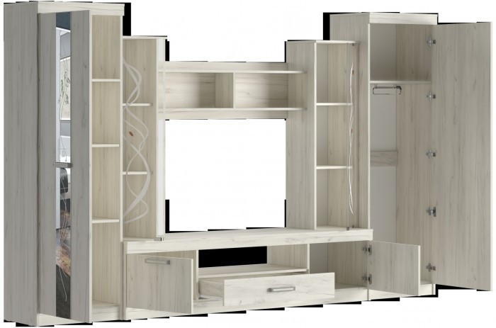 Гостиная Атлантида 2Б (Дуб Крафт белый)