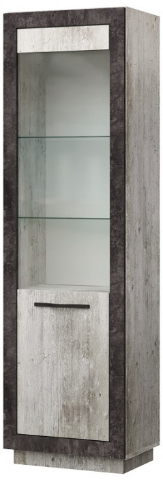 Шкаф-витрина (левое исп.) "Эстель" - Сосна шале/Бетон спаркс