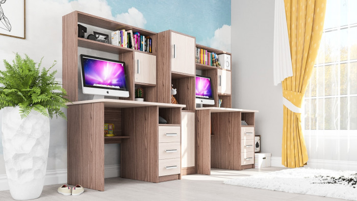 С-МД-СК9 Компоновка № 04, цвет ясень шимо светлый/ясень шимо тёмный, ШхГхВ 247х70х160 см., НЕ универсальная сборка