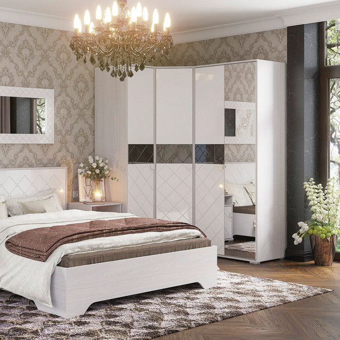 Шкаф угловой Сальма ШУ 021 (810х2060х810) анкор/белый глянец