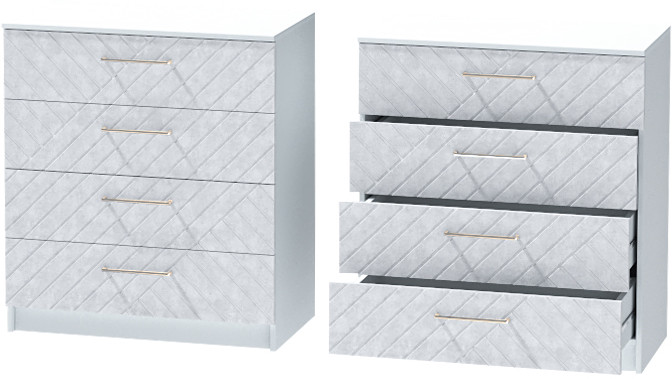 Комод №1 "Иннэс-7", Белый/Бетон снежный