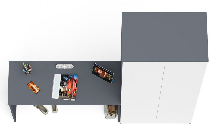 Мори письменный стол МСП1200.1 + Шкаф МШ800.1, графит/белый