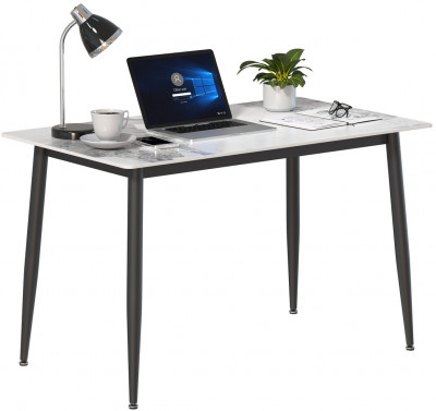 Обеденный стол Мебель--24 DT-27, цвет белый мрамор(глянцевая), ШхГхВ 120х70х75 см., столешница камень 10,5 мм., ножки металл, макс. нагрузка 80 кг.